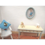 Dolls House Peter Rabbit Picture Miniature Oval Frame Blue 1:12 Scale Nursery Wall Decor