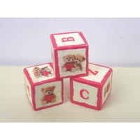 Dolls House Toy Letter Blocks Teddy Bears Set of 3 Red Nursery Miniature 1:12 Scale