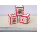 Dolls House Toy Letter Blocks Teddy Bears Set of 3 Red Nursery Miniature 1:12 Scale