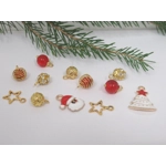 Dolls House Christmas Tree Decorations 12 Red Gold Baubles and Trinkets Miniature Ornaments 1:12th S