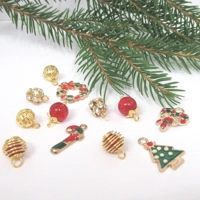 Dolls House Christmas Tree Decorations 12 Red and Gold Miniature Baubles and Trinkets 1:12th Scale