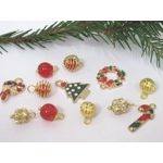 Dolls House Christmas Tree Decorations 12 Red and Gold Miniature Baubles and Trinkets 1:12th Scale