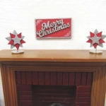 Dolls House Decoration Merry Christmas Sign Red Silver 1:12th Scale Xmas Miniature