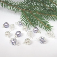 Dolls House Christmas Tree Decorations 12 Lilac and Silver Miniature Baubles 1:12th Scale