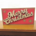 Dolls House Merry Christmas Decoration Sign Red and Gold 1:12th Scale Xmas Miniature