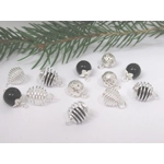 Dolls House Christmas Tree Decorations 12 Black Silver Baubles Miniature Ornaments 1:12th Scale