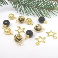 Dolls House Christmas Tree Decorations 12 Black Gold Minia..