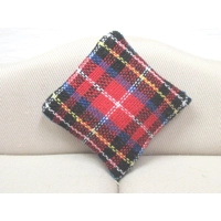 Dolls House Tartan Cushion Miniature Plaid Throw Pillow Handmade 1:12 Scale Accessory