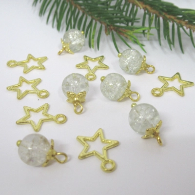 Dolls House Christmas Tree Decorations 12 Gold Miniature Baubles and Stars 1:12th Scale