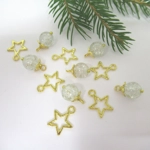 Dolls House Christmas Tree Decorations 12 Gold Miniature Baubles and Stars 1:12th Scale
