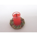Dolls House Candle in a Glass Vase on a Decorated Tray Christmas Miniature Accessory 1:12 Scale