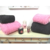 Dolls House Towels 4 Pink & Black with Miniature Bath Salts and Ornament Jars 1:12th Scale