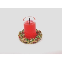 Dolls House Candle in a Glass Vase on a Decorated Tray Christmas Miniature Accessory 1:12 Scale