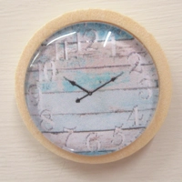 Dolls House Clock Blue Miniature Beach Wood House Wall Dec..