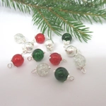 Dolls House Christmas Tree Decorations 12 Red Green Silver Miniature Baubles 1:12th Scale