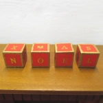 Dolls House Christmas Xmas Noel Word Blocks Red and Gold 1:12 Scale Decoration