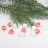Dolls House Christmas Tree Decorations 12 Red White Baubles 1:12th Scale Miniature Ornaments