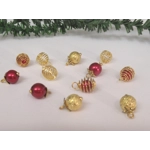 Dolls House Christmas Tree Decorations 12 Red Gold Miniature Baubles 1:12th Scale Ornaments