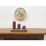 Dolls House Clock Green Floral Vintage Theme Miniature Wall Decor 1:12th Scale