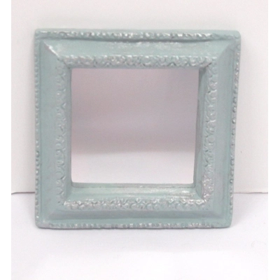 Dolls House Mirror Square Blue and Silver Colour Miniature Accessory 1:12 Scale