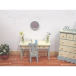 Dolls House Mirror Round Blue & Silver Vintage Style 1:12 Scale Miniature Wall Decor