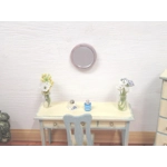 Miniature Mirror Pink Silver Colour Round 1:12 Scale Dolls House Decor