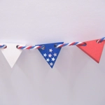 Dolls House 4th July Bunting Pennant 9 Wood Flags Red Blue White Garland Banner Miniature Decoration