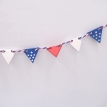 Dolls House 4th July Bunting Pennant 9 Wood Flags Red Blue White Garland Banner Miniature Decoration