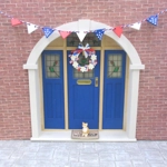 Dolls House 4th July Bunting Pennant 9 Wood Flags Red Blue White Garland Banner Miniature Decoration