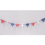 Dolls House 4th July Bunting Pennant 9 Wood Flags Red Blue White Garland Banner Miniature Decoration