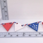 Dolls House 4th July Bunting Pennant 9 Wood Flags Red Blue White Garland Banner Miniature Decoration