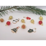 Dolls House Christmas Tree Decorations 12 Red Gold Miniature Baubles and Trinkets 1:12th Scale