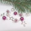 Dolls House Christmas Tree Decorations 12 Purple Silver Miniature Baubles and Stars 1:12th Scale