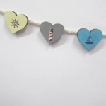 Dolls House Bunting 9 Decorated Hearts Miniature Seaside Beach House Decoration 1:12 Scale