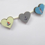 Dolls House Bunting 9 Decorated Hearts Miniature Seaside Beach House Decoration 1:12 Scale