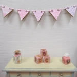 Dolls House Bunting 9 Pink Flags Nursery or Girls Bedroom Miniature Decor 1:12 Scale