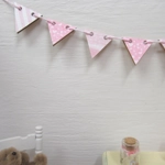 Dolls House Bunting 9 Pink Flags Nursery or Girls Bedroom Miniature Decor 1:12 Scale