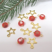 Dolls House Christmas Tree Baubles and Stars 12 Miniature Decorations Red Gold 1:12th Scale