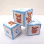 Dolls House Nursery Toy ABC Blocks Teddy set of 3 Blue Miniature Accessories 1:12 Scale