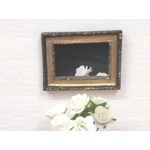 Dolls House Mirror Black Gold Colour 1:12 Scale Miniature Bedroom Accessories