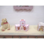 Dolls House Nursery Toy ABC Blocks Teddy Bears set of 3 Pink 1:12 Scale Miniature