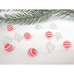 Dolls House Christmas Tree Decorations 12 Red White Miniature Baubles 1:12th Scale