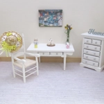 Dolls House Straw Hat Yellow & White Flowers and Ribbon with a Yellow Organza Bow 1:12 Scale