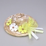Dolls House Straw Hat Yellow & White Flowers and Ribbon with a Yellow Organza Bow 1:12 Scale