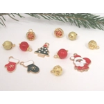 Dolls House Christmas Tree Decorations 12 Red Gold Miniature Baubles and Trinkets 1:12th Scale