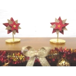Dolls House Christmas Decoration 2 Red Gold Stars Xmas Miniatures 1:12th Scale Xmas Ornament