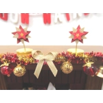 Dolls House Christmas Decoration 2 Red Gold Stars Xmas Miniatures 1:12th Scale Xmas Ornament