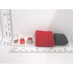 Dolls House Towels 4 Grey & Red with Miniature Bath Salts and Ornament Jars 1:12th Scale Bathroom