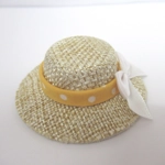 Miniature Hat Orange & White Ribbon with Satin Bow Dolls House Clothes Accessory 1:12 Scale