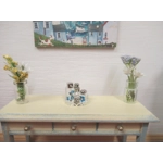 Dolls House Miniature Ornament Bottles and Silver Colour Tray Blue Flower Design 1:12th Scale